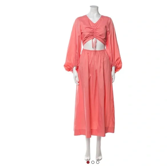 STAUD Tangier Ruched Front Maxi Dress S - Picture 7 of 13